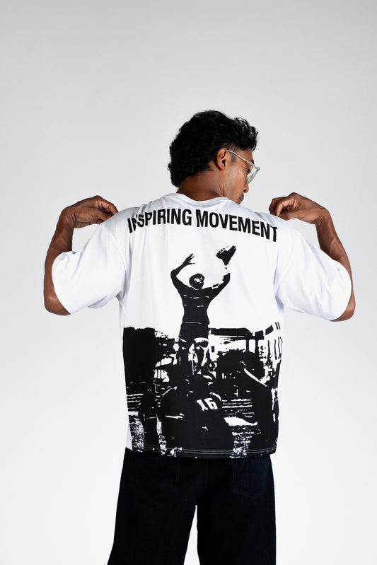 Classic White Rugby Inspired Cotton Tee - Oversized, comfortable and high quality