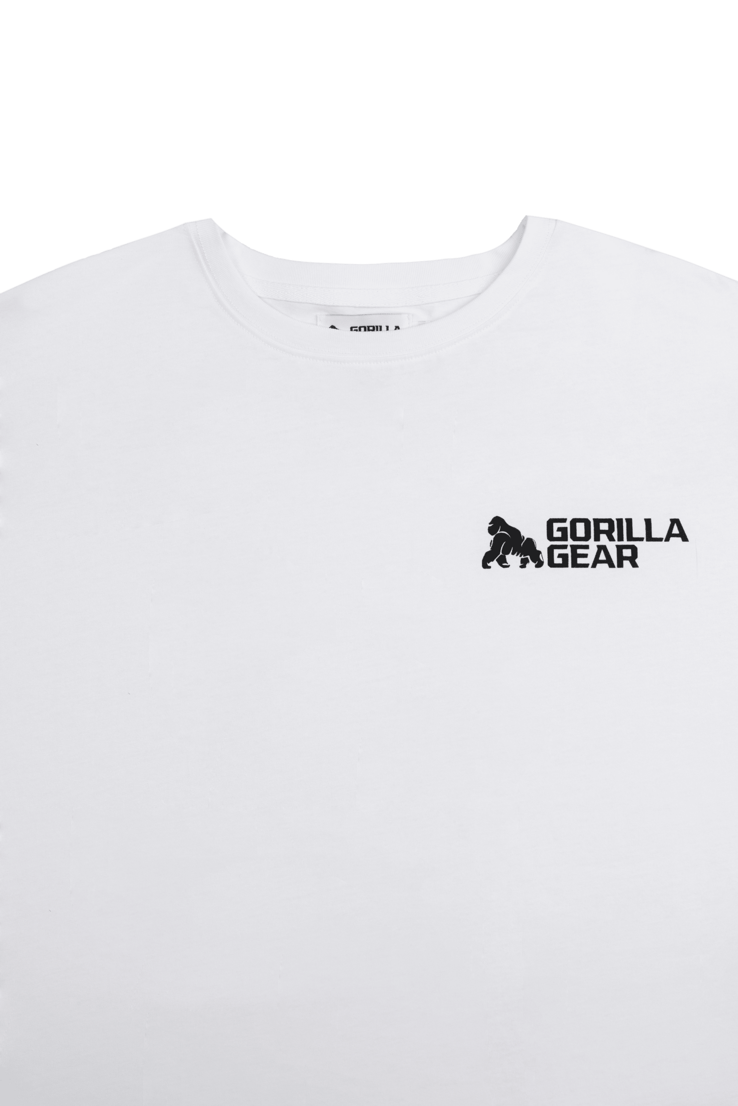 Classic White Rugby Inspired Cotton Tee - Oversized, comfortable and high quality. Close up logo.